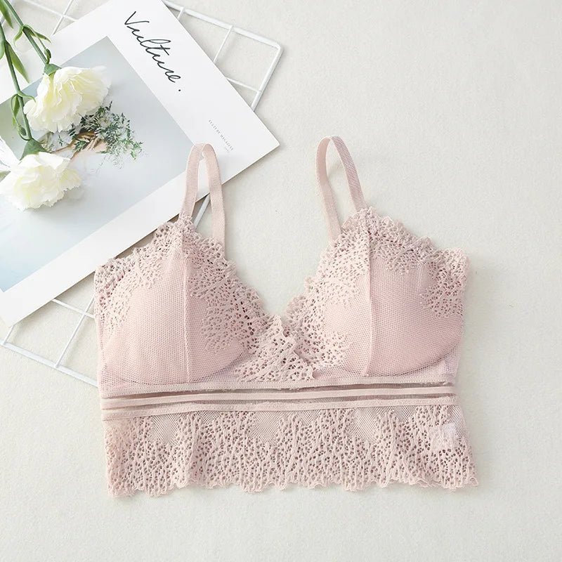 Lace Bralette Women Bras Tube Top Sexy Lingerie V Neck Crop Tops Underwear Cropped Bra Female Tank Crop Top