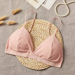 Women 1/3 Cup Tank Top Seamless Crop Top Solid Color Underwear Sexy Lingerie V-Neck Non-wire Bra Top Padded Camisole