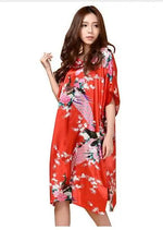 Novelty Print Black Female Satin Robe Dress Nightgown Novelty Women's Kaftan Bath Gown Summer Lounge Homewear Plus Size 6XL