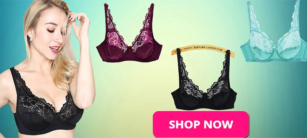 Lager Bosom Lace Perspective Bra For Womens Sexy Lingerie Underwire Embroidery FloralBralette Plus Size Brassiere Top