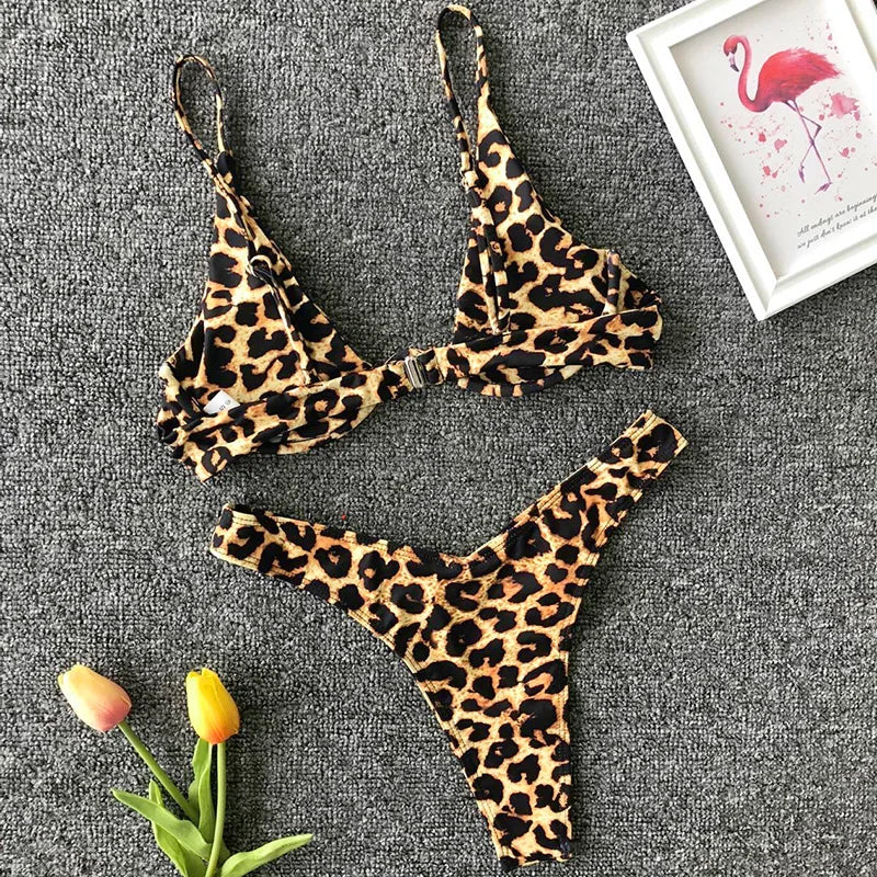 High Cut V-bar Underwired Bikini Women Swimsuit Female Micro Thong Swimwear Two-pieces Bikini Set Push Up Bathing Suit Swim Lady