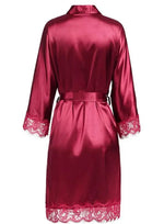 Plus Size Lace Patchwork Bride Bridesmaids Robe Sexy Lingerie Women Silk Wedding Party Kimono Robes Nightgown Sleepwear bathrob