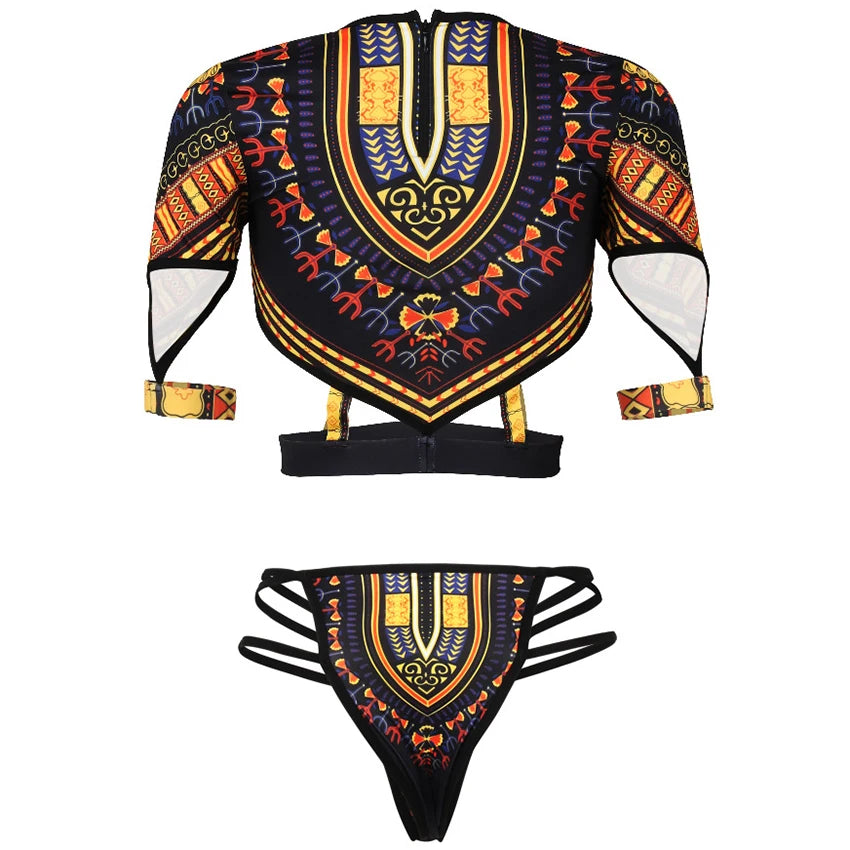 2025 African Dashiki Print One Piece Swimsuit Women High leg cut Swimwear Female Trikini Thong Monokini Brazilian Bathing Suit