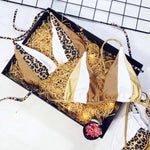 Zebra Print Halter micro Bikini 2025 women Bandeau String Swimsuit Female swimwear Neon Shiny bikini set Leopard Bathing Suit