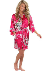 Sexy Mini Pink Chinese Traditional Women Silk Robe Novelty Kimono Yukata Pajamas Printed Nightgown S M L XL XXL XXXL RB129