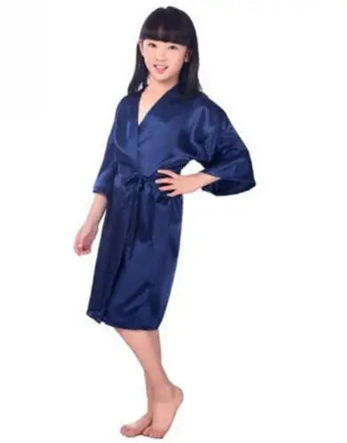 Baby Girls Kid Silk Satin Kimono Robes Bathrobe Sleepwear Wedding Flower Girl Night Dress