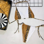 Zebra Print Halter micro Bikini 2025 women Bandeau String Swimsuit Female swimwear Neon Shiny bikini set Leopard Bathing Suit