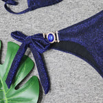 Halter Rhinestone Diamond Bikini Women Swimsuit Female Bikinis Metal Chain Swimwear Two Pieces Bikini Set Bathing Suit Swim Lady