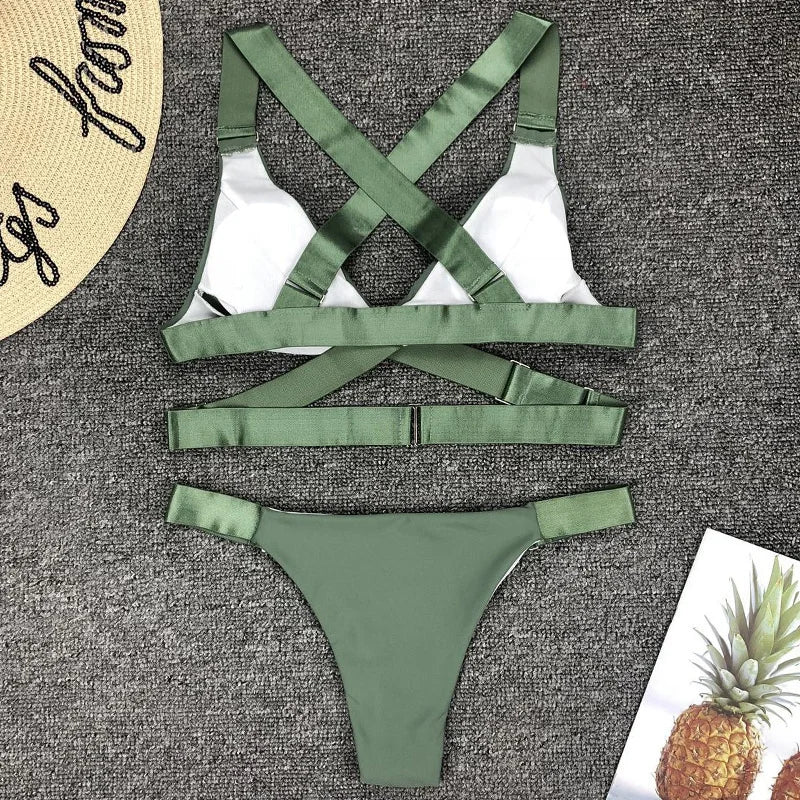 Sexy Adjustable Buckle Bandage Vevlet Bikini 2026 Women Swimsuit Female Bikinis Swimwear Two Pieces Bikini set Bathing Suit Swim