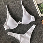 High Cut V-bar Underwired Bikini Women Swimsuit Female Micro Thong Swimwear Two-pieces Bikini Set Push Up Bathing Suit Swim Lady