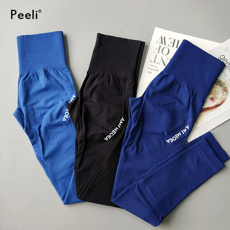 Peeli Tummy Control Yoga Pants Women Seamless Leggings Fitness Gym Tights Push Up Sports Leggings High Waist Workout Sportswear