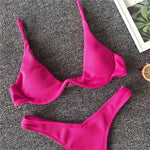 High Cut V-bar Underwired Bikini Women Swimsuit Female Micro Thong Swimwear Two-pieces Bikini Set Push Up Bathing Suit Swim Lady