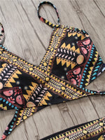 2022 Sexy Bandage Aztec Biquini String Strappy Swim Wear Bathing Suit Swimsuit Beachwear Swimwear Women Brazilian Bikini