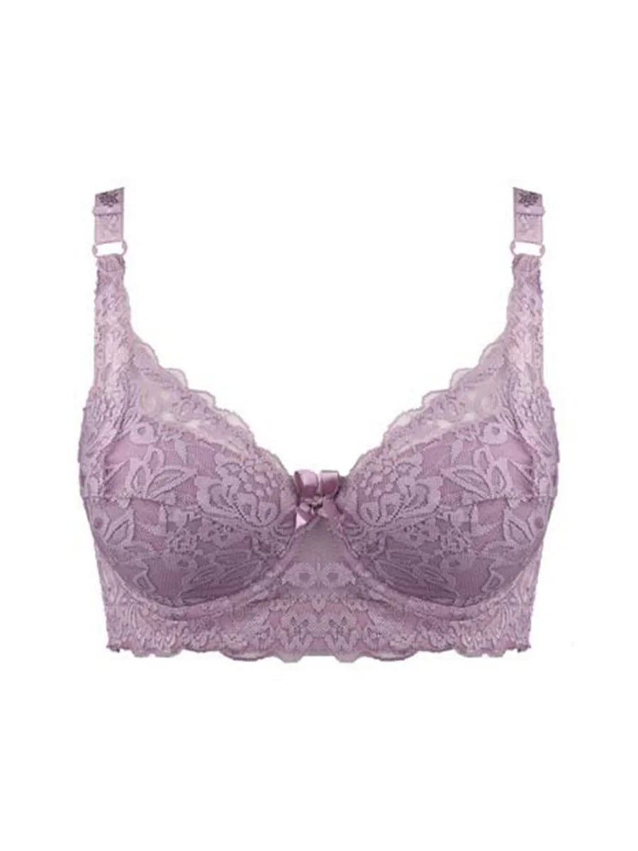 42 44 46 underwear plus large size underwire top bh bralette lace Sexy Women's bra intimates deep V brassiere C D Cup Embroidery