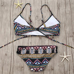 2022 Sexy Bandage Aztec Biquini String Strappy Swim Wear Bathing Suit Swimsuit Beachwear Swimwear Women Brazilian Bikini
