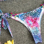 Leopard Diamond Bikini 2026 Women Hollow out Swimsuit Female Swimwear Two Pieces Bikini Set Halter Bather Bathing Suit Swim Lady