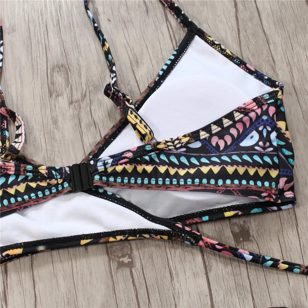 2022 Sexy Bandage Aztec Biquini String Strappy Swim Wear Bathing Suit Swimsuit Beachwear Swimwear Women Brazilian Bikini
