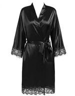 Plus Size Lace Patchwork Bride Bridesmaids Robe Sexy Lingerie Women Silk Wedding Party Kimono Robes Nightgown Sleepwear bathrob
