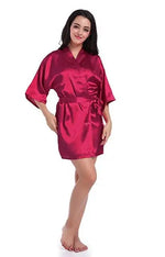 RB030 Sexy Large Size Sexy Satin Night Robe Lace Bathrobe Perfect Wedding Bride Bridesmaid Robes Dressing Gown For Women