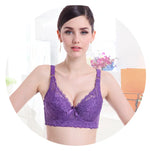 B C D Cup 75-105 Big Size Wire Free Bra Push Up Bra Lace Hollow Out Wireless Lace Underwear Sexy Ultra Thin Transparent Bra 105D