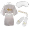 4pc set of bride robe eyemask slippers sash bridesmaid kimono wedding bridal party Bachelorette bathrobe getting ready robes