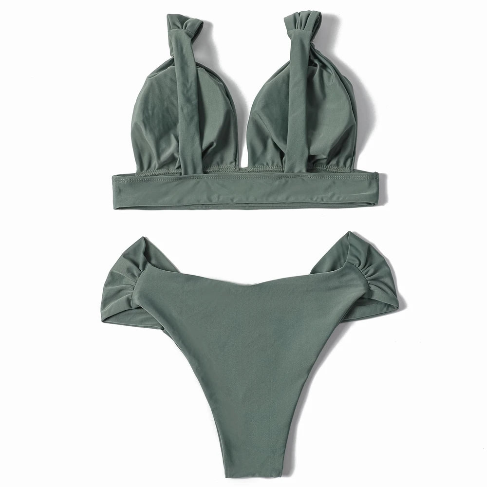 ZTVitality Solid Swimsuit Women Swimwear 2025 Newest Mid Waist Sexy Bikini Push Up Bikini Set Brazilian Bathing Suit Beach Wear