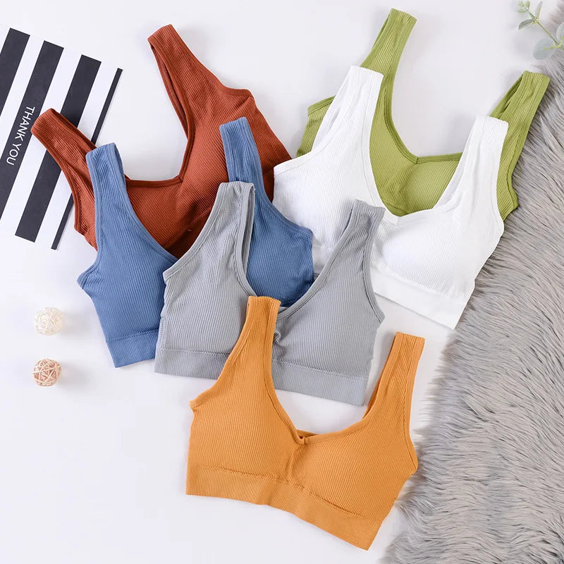 Women Crop Tops Female Tank Top Seamless Underwear Sexy Lingerie Sport Fitness Bra Top Wireless Padded Camisole