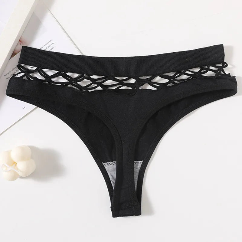 2Pcs/Set Seamless Thongs Panties Women High Rise Underwear Sexy Lingerie Bottoms Female Underpants Hollow G-String Pantys M-L