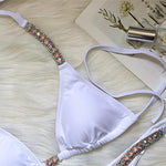 Sexy Halter Crystal Diamond Bikini 2025 Women Swimsuit Female Swimwear Two-pieces Bikini set Rhinestone Bather Bathing Suit Swim