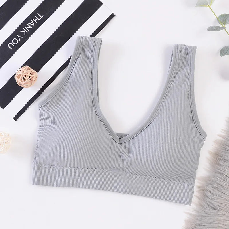 Women Crop Tops Female Tank Top Seamless Underwear Sexy Lingerie Sport Fitness Bra Top Wireless Padded Camisole