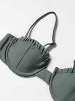 ZTVitality Solid Swimwear Women 2025 Newest Push Up Sexy Bikini Padded Bra Underwire Mid Waist Folds Swimsuit Brazilian Biquini