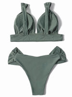 ZTVitality Solid Swimsuit Women Swimwear 2025 Newest Mid Waist Sexy Bikini Push Up Bikini Set Brazilian Bathing Suit Beach Wear