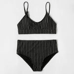 ZTVitality Shiny Striped Sexy Bikini 2022 New Arrival Straps Padded Bra High Waist Swimsuit Female Swimwear Women Beach Wear S-L