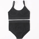 Women Seamless Bra And Panties Set U-Back Bralette Top Comfort Breathable Briefs Ribbed Sexy Lingerie Sports Underwear Set