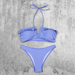 ZTVitality Ruffles V-Neck Sexy Bikinis Push Up Bikini 2025 New Arrival Halter Bandage Swimsuit Low Waist Swimwear Women Biquini