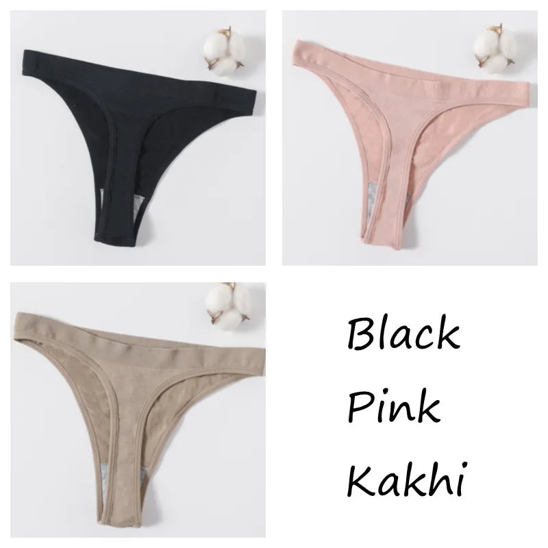3Pcs/Set Women Brazilian Panties High Rise G-string Thongs Female Underpants Sexy Lingerie Sports Seamless Underwear M-XL T-Back
