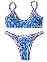 ZTVitality Swimwear Women 2025 New Arrival Print Whip Stitch Sexy Bikini Padded Bra Mid Waist Bandgae Swimsuit Brazilian Biquini