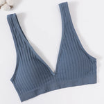 Women Deep V Ribbed Bralette Push-Up Bras Sports Seamless Bra Padded & Unlined Underwear Two Versions Top Sexy Lingerie S-XL