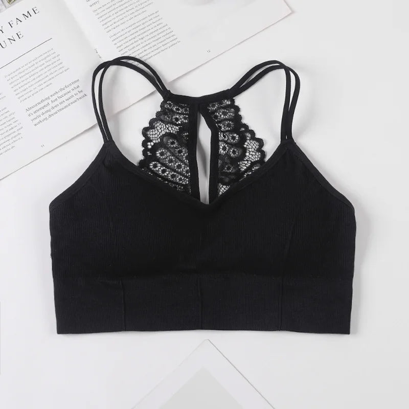 Women Tank Crop Top Seamless Underwear Lace Cropped Crop Tops Female Intimates Sexy Lingerie Plus Size Padded Camisole Femme