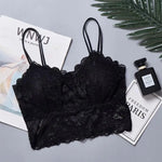 Women's Embroidery Lace Strap Vest Bralette Sexy Back Design No Wireless Push-up Detachable Breast Pads Included