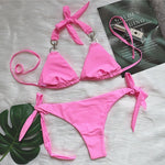 Luxury Rhinestones Bikin 2026 New Women Solid Red Blue Bandage Cross Diamond Thong Swinsuit Beach Bathing Suit Swimwear Biquini