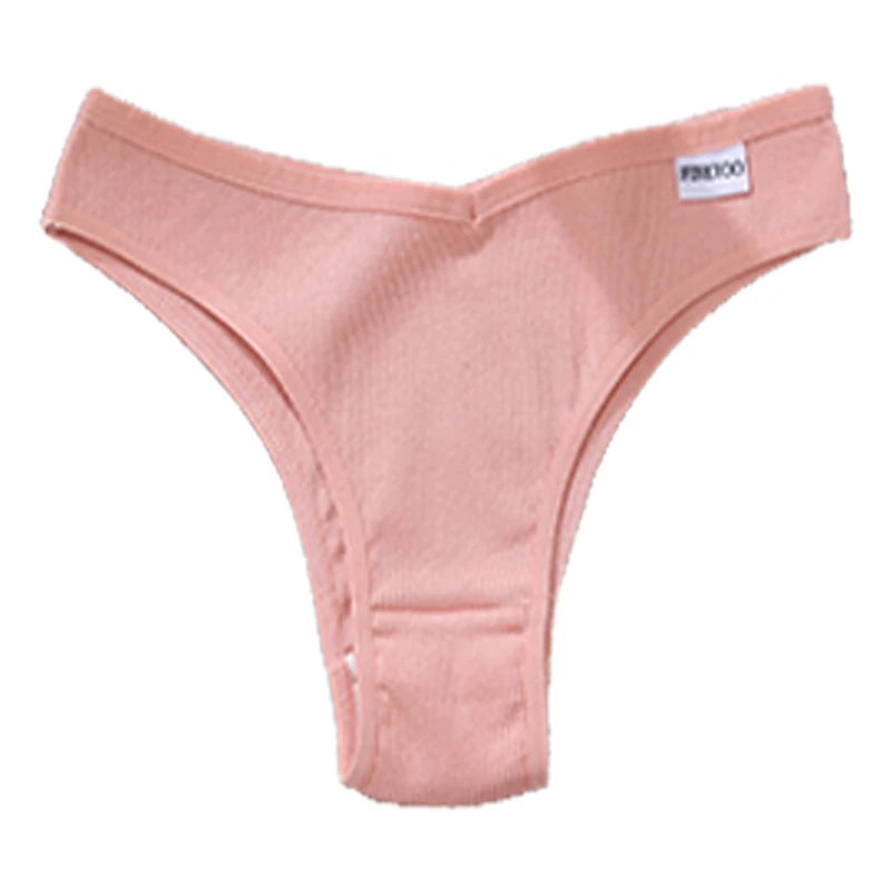 FINETOO Women's Cotton Panties Ladies Sexy V Waist Brazilian Underwear Female T-Back Briefs Panty M-XL Girls Intimates Lingerie