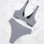 ZTVitality Black Plaid Bikinis Bow Bikini 2025 New Arrival Padded Bra High Waist Swimsuit Sexy Swimwear Women Brazilian Biquini
