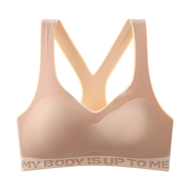 Plus Size Movement Bra Letters Stitching Color Women Underwear Wireless Brassiere One piece three-dimensional cup Bralette