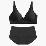 Women Push-Up Bra And Panties Set Non-wire Brassiere Low Waist Briefs Sexy Lingerie Women's Ice Silk Underwear Female Intimates