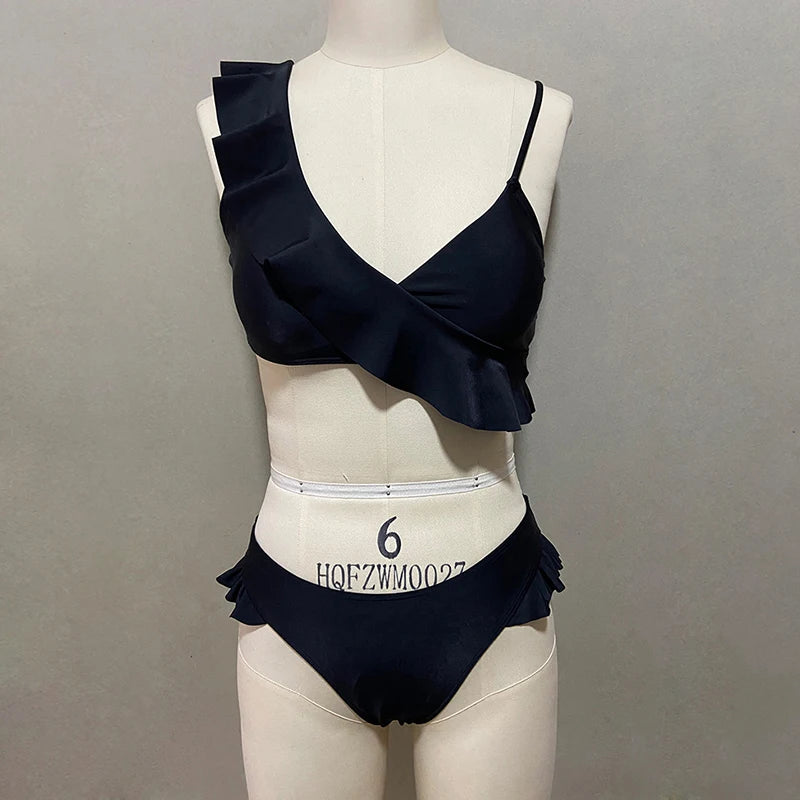 ZTVitality Sexy Bikinis Push Up Bikini 2021 Newest Solid Padded Bra Asymmetrical Ruffles Swimsuit Female Swimwear Women Biquini
