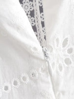 Foridol Waist Hollow Out V Neck Backless White Lace Party Dress Christmas Vestido Robe Ruffled Cotton Long Sleeve Autumn Dress