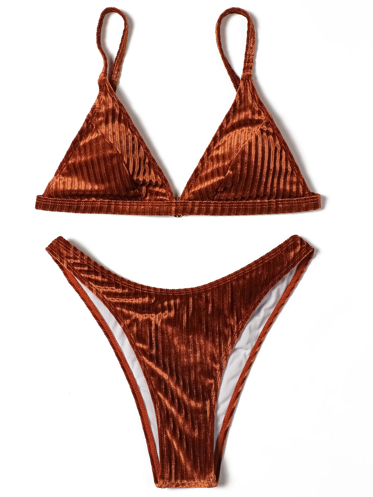 ZTVitality Sexy Push Up Bikini 2025 Hot Sale Straps Padded Bra Pit Strip Velvet Swimsuit Female High Leg Swimwear Women Biquini