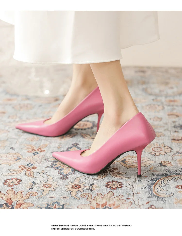 Pumps shoes Women Fashion Office Basic High Heels Work Lady Shoes Black Pink Green Thin Heels Brand Point Toe998