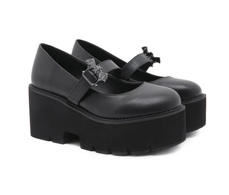 Spring Autumn Chunky Heel Vintage Lolita Shoes Women Platform Shoes Mary Jane Buckle Strap School Shoes For Girls Blackty7